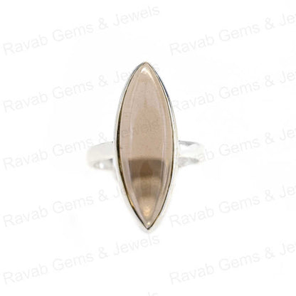 Hot Selling Solid 925 Sterling Silver Smoky Quartz Hydro 10x30mm Marquise Bezel Setting Ring for Women Fine Handmade Jewelry