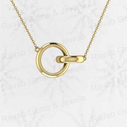 Top Quality Genuine Solid 925 Sterling Silver 26mm Interlocking Circles Charm Necklace Girlfriend Gift Memorial Fine Pendant