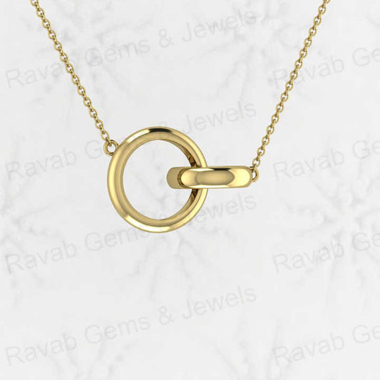 Top Quality Genuine Solid 925 Sterling Silver 26mm Interlocking Circles Charm Necklace Girlfriend Gift Memorial Fine Pendant