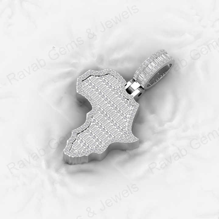Top Quality Solid 925 Sterling Silver 15x30mm African Map Micro Pave Diamond Setting Charm Pendant Country Lover Fine Jewelry
