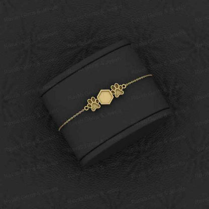 Superb Quality Solid 925 Sterling Silver Hexagon & Dog Pow Semi-Mount Bracelet Good For Ashes & Resin Work Keepsake Breastmilk