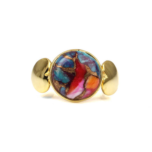 Hot Selling 925 Silver 12mm Mohave Mix Oyster Turquoise Vermeil Eternity Designer Handmade Fine Rings for Women Native Jewelry