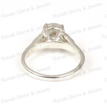 New Arrival Handmade 7x9mm Natural Crystal Quartz Cocktail Wedding Ring Solid 925 Sterling Silver for Women Propose Jewelry