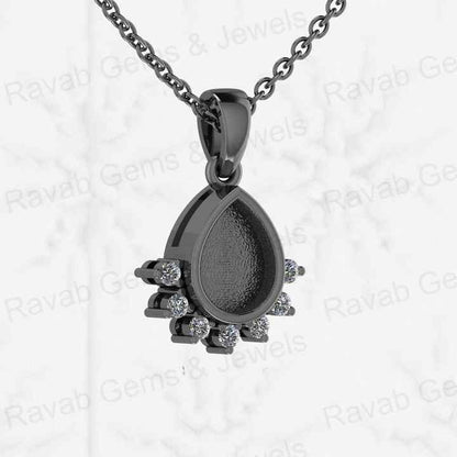 High Quality 925 Silver 6x8mm Pear Drop Setting Blank Bezel Charm Locket Pendant CZ Set DIY Breast Jewelry Findings Components
