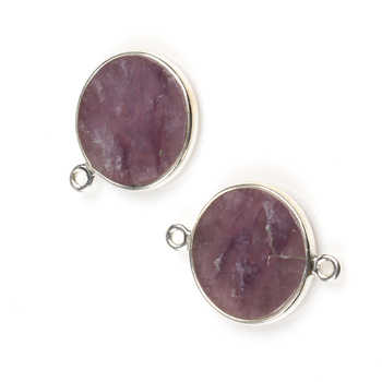 Best Selling 14K Gold Plated 12mm Natural Lapidolite Gemstone Sterling Silver Link Charm Connector Pendant Fine Pendants Charms