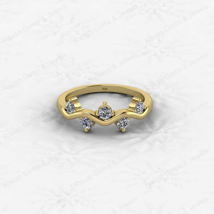 Genuine 925 Sterling Silver Eternity Band Minimalist 18K Gold Vermeil Brilliant Cut CZ Ivy Leaf Vine Ring for Women Fine Jewelry