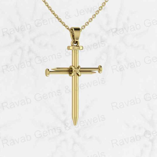 Top Quality Genuine 925 Sterling Silver 24x30mm Crucifixion Nail Cross Pendant 18" Necklace Christmas Keepsake Handmade Jewelry