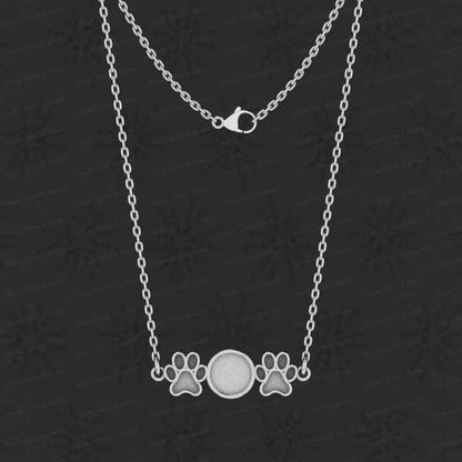 Best Quality 925 Silver Dog Paw Collet Cup Semi Mount Charm Pendant Necklace Setting Resin Ashes Jewelry Finding