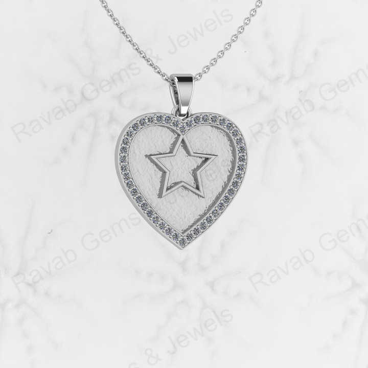 New Arrival Genuine 925 Sterling Silver 25mm Star in Heart Charm Pendant Semi Mount Blank Setting Good for Resin DIY Jewelry