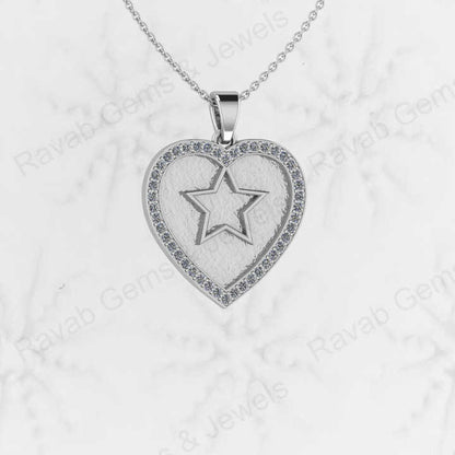 New Arrival Genuine 925 Sterling Silver 25mm Star in Heart Charm Pendant Semi Mount Blank Setting Good for Resin DIY Jewelry
