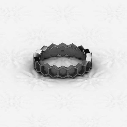 Best Quality 925 Sterling Silver 4x4mm Semi Mount Eternity Ring Hexagon Pattern Blank Setting for Jewelry Findings Components