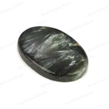 Best Quality 20x30mm Natural Green Seraphinite Flatback Cabochon Smooth Calibrated Healing Loose Gemstones for Palm Stone