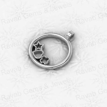 925 Sterling Silver 30mm Circle With Star Heart Clover Semi Mount Blank Pendant Resin Ashes Necklace Work Jewelry Findings Charm