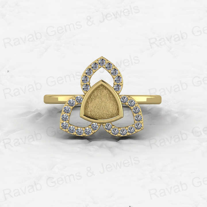 Genuine Solid 925 Sterling Silver Clover Trillion Semi Mount Blank Setting Ring Good for Ashes & Resin Work Breastmilk Jewelry