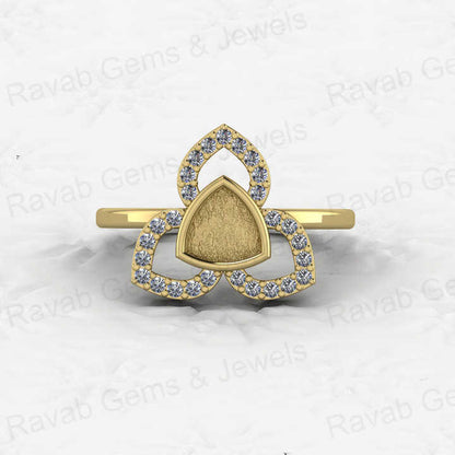 Genuine Solid 925 Sterling Silver Clover Trillion Semi Mount Blank Setting Ring Good for Ashes & Resin Work Breastmilk Jewelry