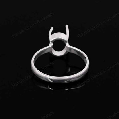 Trending Solid 925 Sterling Silver 7x9mm Oval Prong Setting Semi-Mount Blank Setting Empty Keepsake Fine Handmade Jewelry