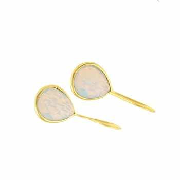 New Arrival Solid 925 Sterling Silver Fire Opalite Checker Cut Pear Drop 12x16mm Bezel Drop Dangle Earring for Women Jewelry