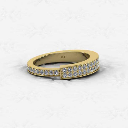 Top Selling 925 Sterling Silver Minimalist Micro Pave CZ Diamond Gold Vermeil Eternity Band Thick Women's Ring Fine Jewelry