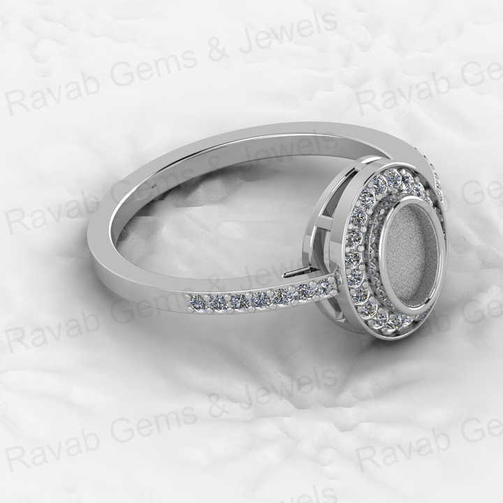 Genuine 925 Solid Sterling Silver 6x4mm Semi Mount Blank Bezel Setting Halo Ring for Breastmilk & Keepsake Resin Ceramic Jewelry