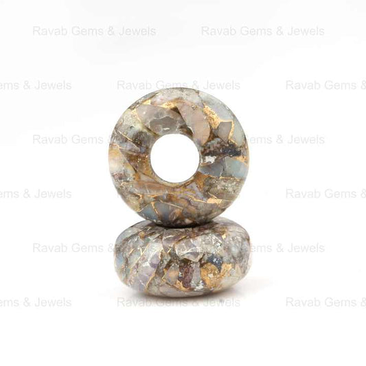 14x8mm Natural Ethiopian Pink Opal Copper Smooth Briolette Rondelle Big Hole Gemstone Loose Beads for Jewelry Making Wholesaler