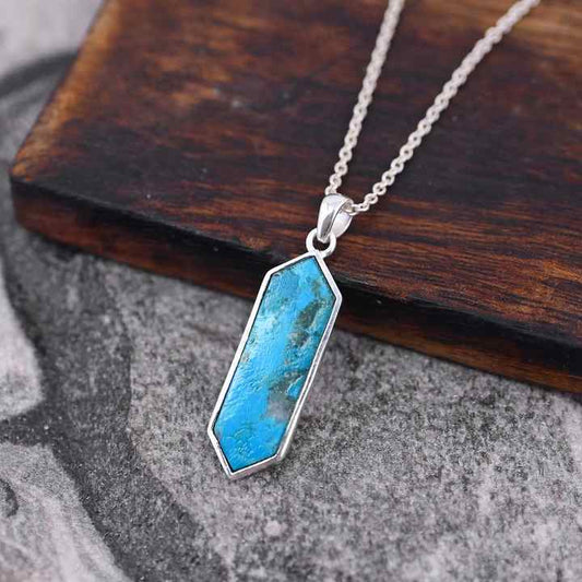 Handmade 925 Silver 10x27mm Genuine Sleeping Beauty Arizona Turquoise Bezel Charm Pendant Fine Navajo Jewelry For Men's Gift