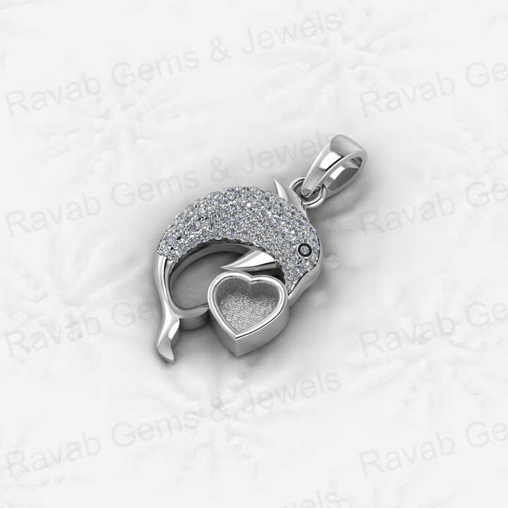 925 Sterling Silver 29x21mm Dolphin Fish Heart Charm Semi Mount Blank Pendant Resin Ashes Necklace Work Jewelry Charms Necklace