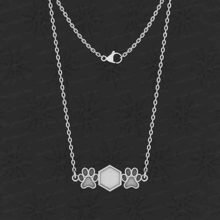 Mother's Day 925 Silver Hexagon Dog Paw Collet Cup Blank Semi Mount Charm Pendant Necklace Setting Ashes Resin Jewelry Findings