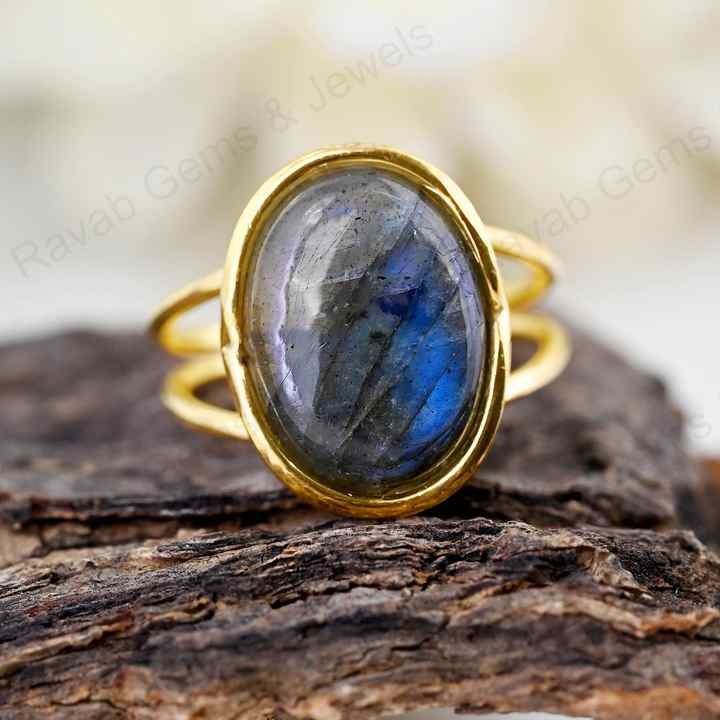 Valentine Sale Solid 925 Sterling Silver Natural Madagascar Blue Fire Labradorite Oval 10x14mm Gemstone Ring For Mens & Women
