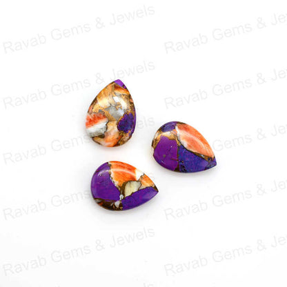 Best Selling 16x22mm Natural Purple Spiny Oyster Pear Shape Cabochon Gemstone Hand Polish Loose Stone for Making Fine Jewelry