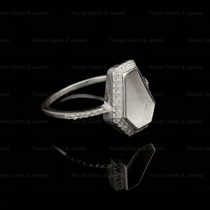 Best Quality Sterling Solid Silver 10x7mm Coffin Zircon Semi Mount Blank Bezel Setting Ring for Keepsake Breastmilk DIY Jewelry