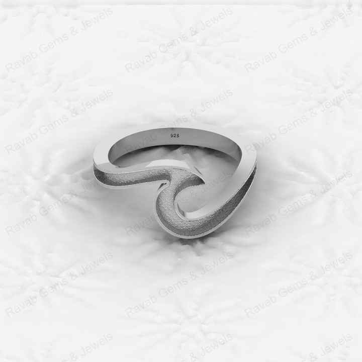 Genuine Solid 925 Sterling Ocean Wave Design Semi Mount Blank Setting Ring Good for Resin & Ashes Work Keepsake DIY Jewelry