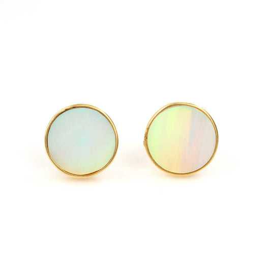 High Quality 925 Sterling Silver Handmade Fine Stud Earrings 10mm Solid Synthetic Multi Fire Opal Gemstone Birthday Gift for