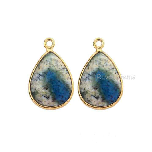 12x16mm Pear Shape Briolette Natural K2 Jasper Gemstone 925 Sterling Silver Bezel Setting for Necklaces Bracelets Charms