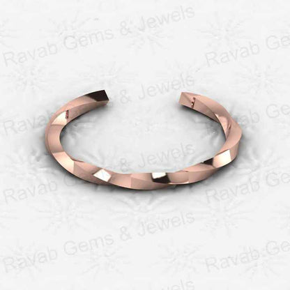Top Selling 925 Sterling Silver 18k Gold Plated Attractive Twisted Band Concave Rhombus CZ Diamond Bangle for Men's Jewelry