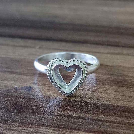 Top Quality Genuine 925 Sterling Silver Heart Shape 7mm Semi-Mount Blank Setting Empty Ring For Women Fine Handmade Jewelry