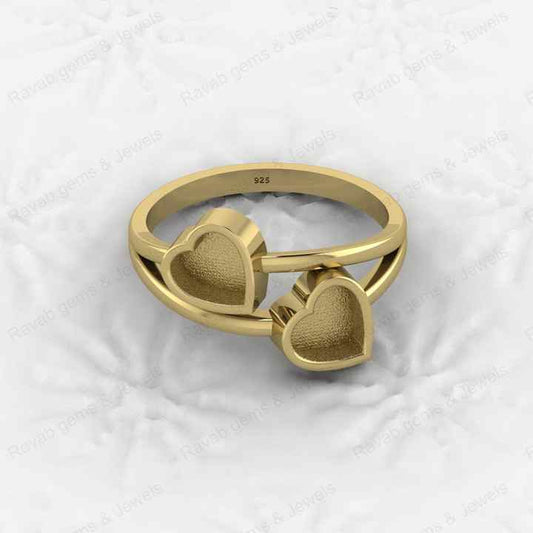 Top Quality 925 Sterling Silver 6x6mm Double Heart Semi Mount Blank Setting Twins Heart Ring Keepsake Wholesale Fine Jewelry