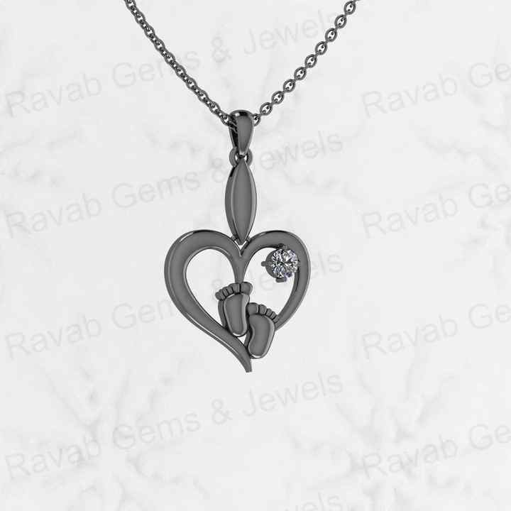 Top Quality Genuine 925 Silver 25mm Love Heart & Baby Feet Dainty CZ Charm Pendant Necklace Valentine Gift Keepsake Fine Jewelry