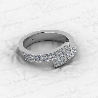 Top Selling Solid 925 Sterling Silver Micro Pave CZ Pinky Gold Vermeil Eternity Thick Band Women Ring Personalized Fine Jewelry