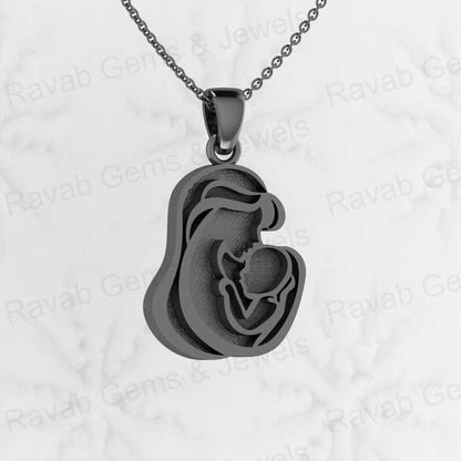Solid 925 Sterling Silver 25mm Mother Kissing Baby Semi Mounting Bezel Charm Pendant Setting for Resin & Ashes Keepsake Jewelry