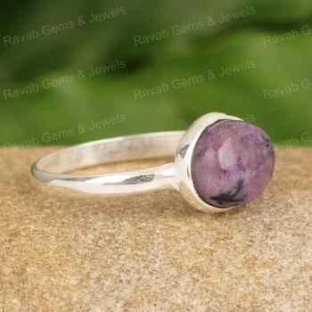 Genuine Lepidolite Stone Ring for Women Hot Selling 925 Sterling Silver Unique 10x14mm Oval Shape Fashionable Gemstone Jewelry