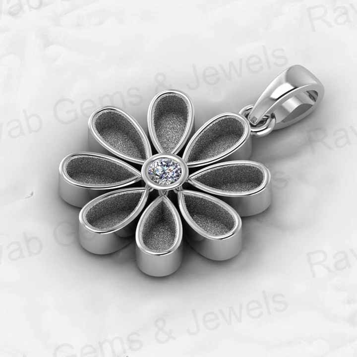 925 Sterling Silver With CZ 17x23mm Flower Design Blank Charm Pendant Setting for Resin & Ashes Keepsake Memorial Jewelry