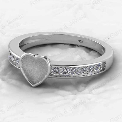 Ultimate 925 Sterling Silver 6mm Semi Mount Ring Heart Design Resin Ashes Excellent Keepsake Genuine Cremation Jewelry