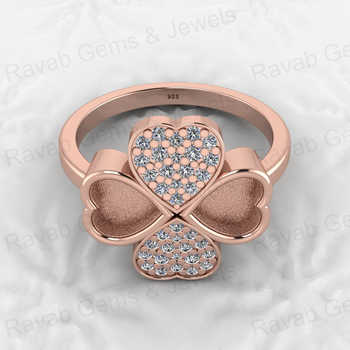 Best Quality 925 Solid Sterling Silver Semi Mount Ring 5mm Heart Clover Design for Resin Ashes Work Personal Jewelry Projects