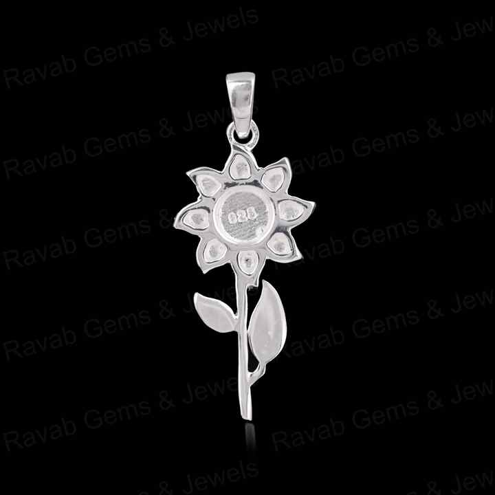 Top Quality Handmade 925 Silver 5mm Round Sunflower Semi Mount Blank Charm Pendant Setting Ashes & Resin Work Keepsake Jewelry