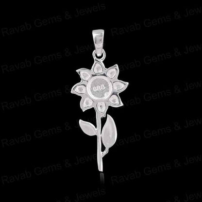Top Quality Handmade 925 Silver 5mm Round Sunflower Semi Mount Blank Charm Pendant Setting Ashes & Resin Work Keepsake Jewelry