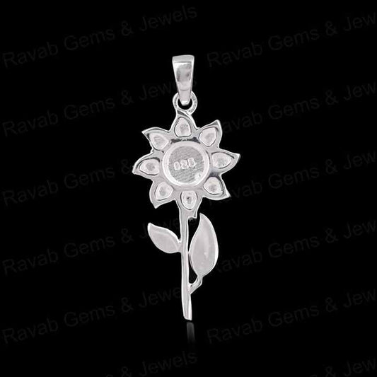 Top Quality Handmade 925 Silver 5mm Round Sunflower Semi Mount Blank Charm Pendant Setting Ashes & Resin Work Keepsake Jewelry