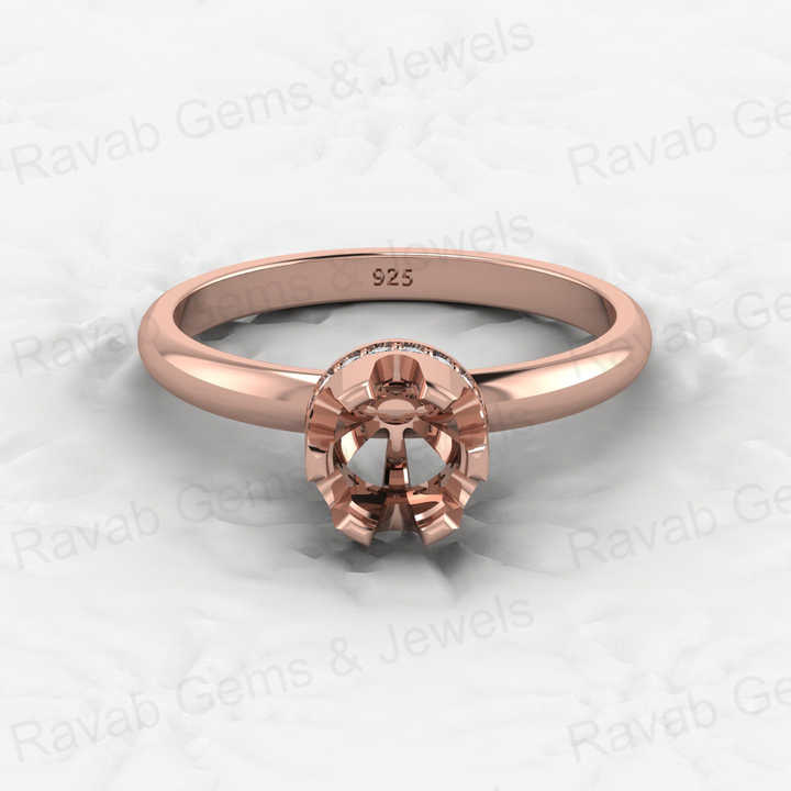 Genuine Solid 925 Sterling Silver Solitaire Round Semi Mount Blank Setting Ring Good for Ashes & Resin Work Breastmilk Jewelry
