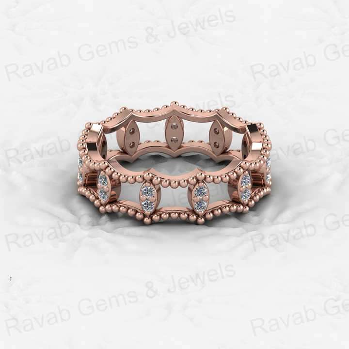 Hot Selling Genuine 925 Sterling Silver Gold Vermeil Twisted Circle Beaded Infinity Eternity Band CZ Women Ring for Fine Jewelry