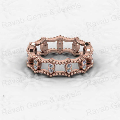 Hot Selling Genuine 925 Sterling Silver Gold Vermeil Twisted Circle Beaded Infinity Eternity Band CZ Women Ring for Fine Jewelry