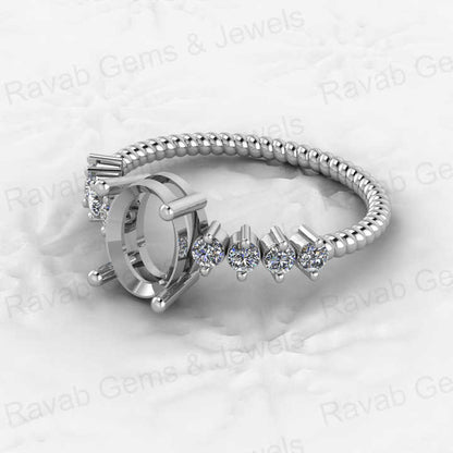 High Quality 925 Silver 6x8mm Oval Setting 4 Prongs Semi Mounting Bezel Crafted CZ Eternity Twisted Band Ring Jewelry Components